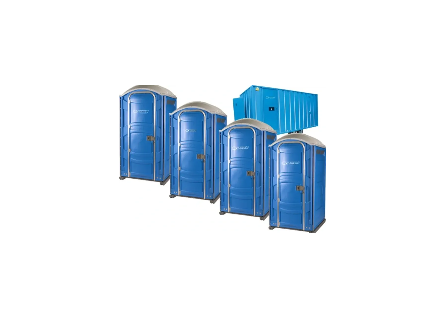 Site portable toilets ready for hire
